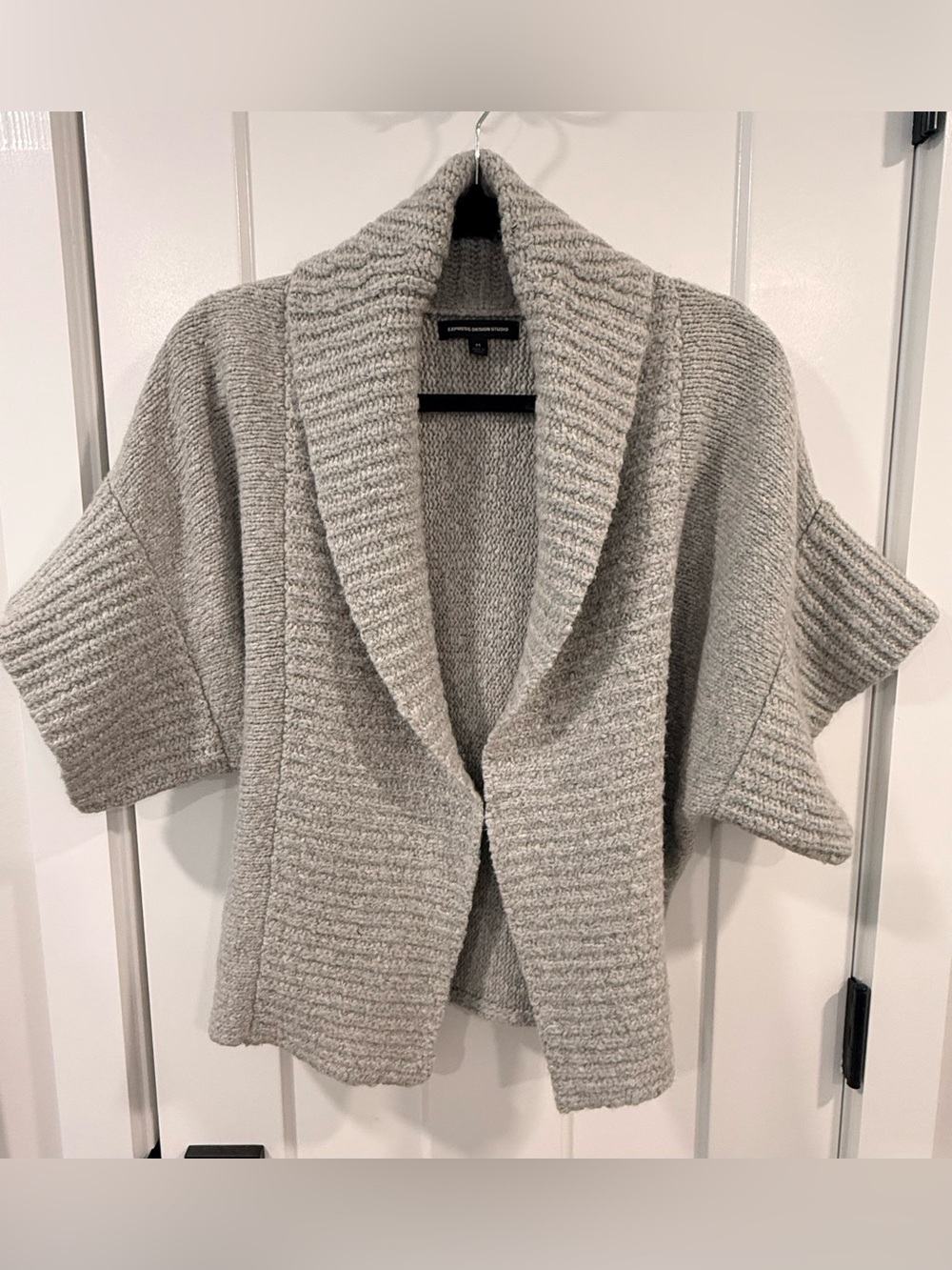 Express Soft Gray Shawl-Collar Cardigan